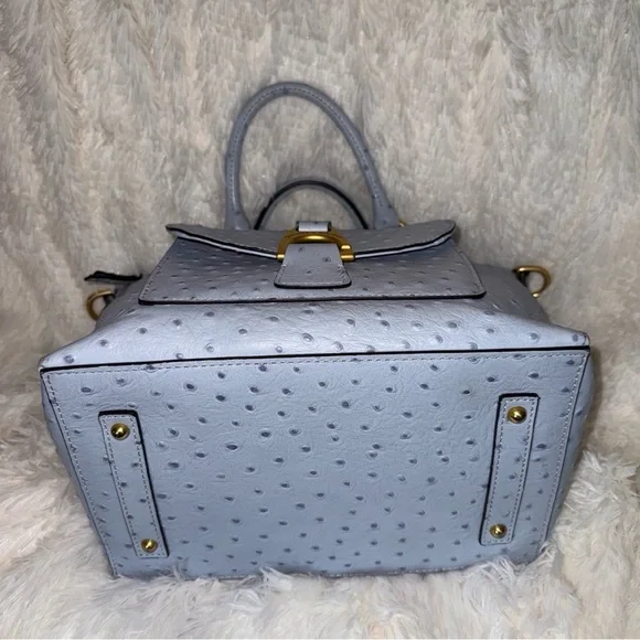 Dooney & Bourke Naomi Emerson Ostrich Satchel in Glacier Blue - Picture 5 of 12